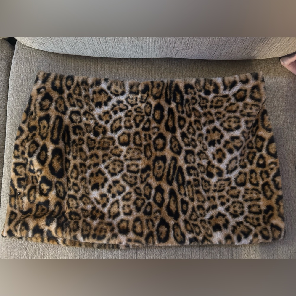 Fashion Nova Faux Fur Leopard Mini Skirt in Brown and Black